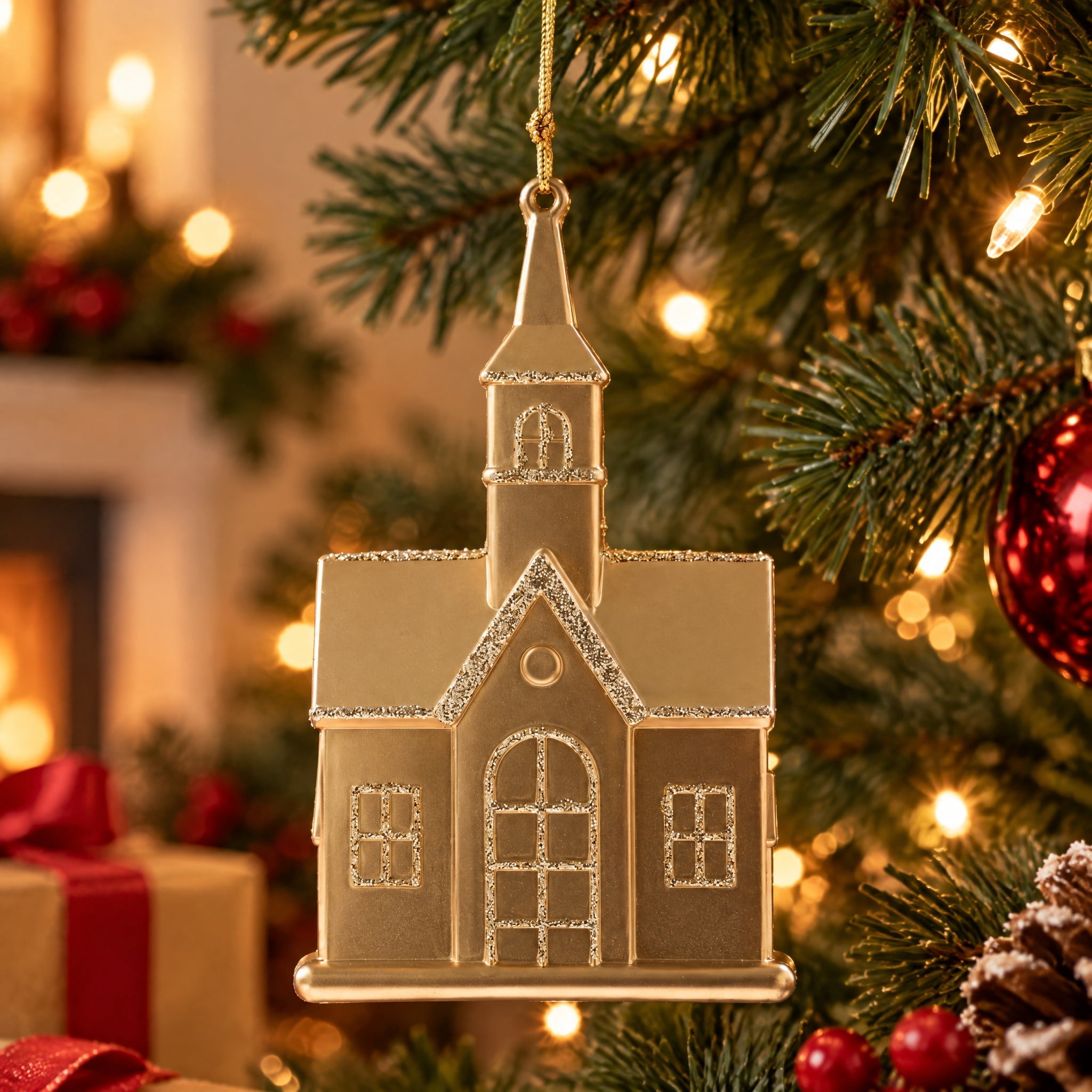 Gold Church Christmas Ornament, 6", by Holiday Time