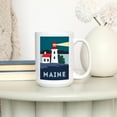 thumbnail image 3 of 15 fl oz Ceramic Mug, Maine, Lighthouse, Vector Style, Dishwasher & Microwave Safe, 3 of 5