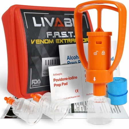 LIVABIT Venom Extractor Pump Emergency First Aid Safety Tool Kit Snake (Best Snake Bite First Aid Kit)
