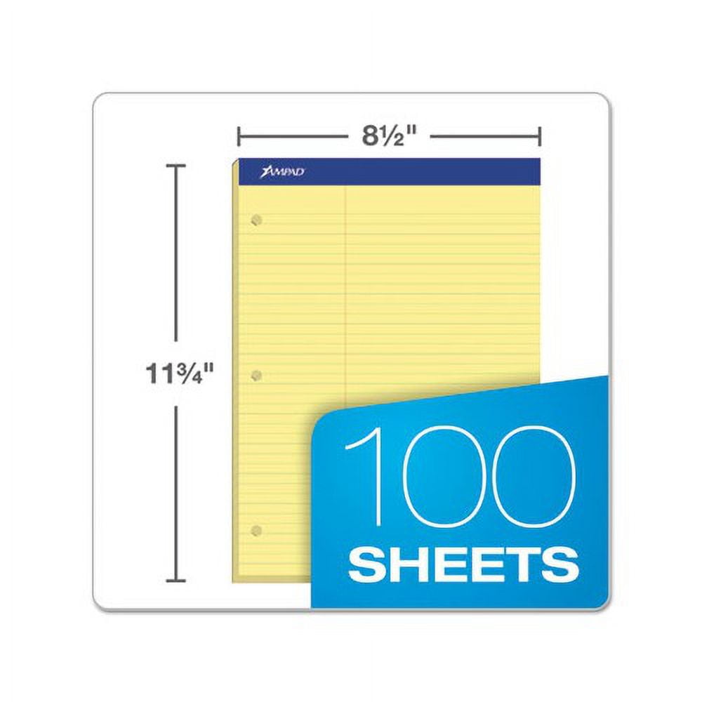 Double Sheet Pads Pitman Rule, 8.5 x 11.75, Canary, 100 Sheets