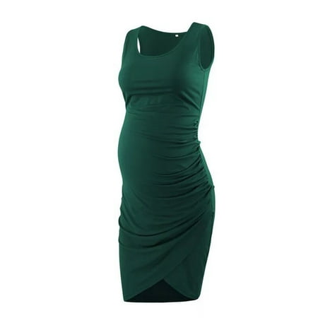 

Egmy Woman U-Neck Solid Sleeveless Breast-Feeding Pregnant Maternity Nursing Dress