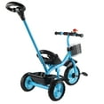 thumbnail image 4 of Children Tricycle Balance Trike Folding Pedals Adjustable Push Handle Direction Control Toddler Bike Blue, 4 of 8