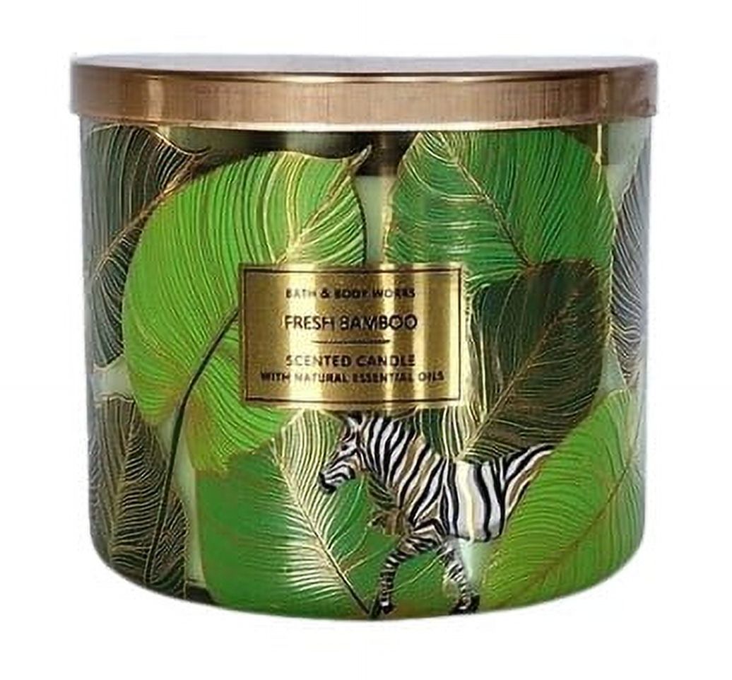 Bath & Body Works White Barn FRESH BAMBOO CANDLE with ZEBRA 14.5 oz 3 wick Bath & Body Works White Barn Tropical NEW