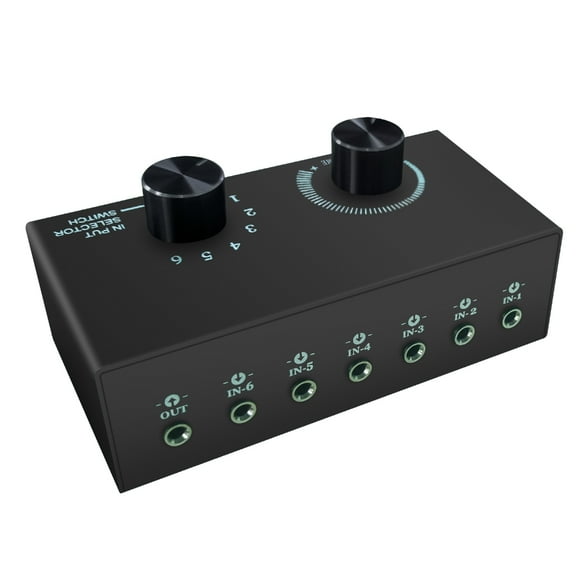 TINYSOME 3.5mm Stereo Audio Switch with Volume Amplification Knob 3.5mm Audio Switches