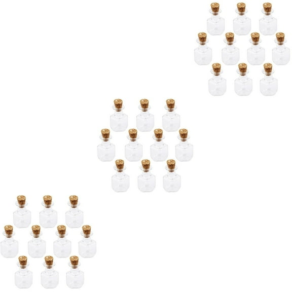 HOMEMAXS 30 pcs  Cubic Shape Mini Glass Bottles Jars with Cork Wish Note Craft Bottle (Clear)