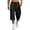 Black-490427BB, variant on Men's Capri Cargo 3/4 Pants Baggy Wide Leg Below Knee 3/4 Cotton Cargo Casual Shorts Drawstring Lightweight Cargo Shorts Men Black XXL