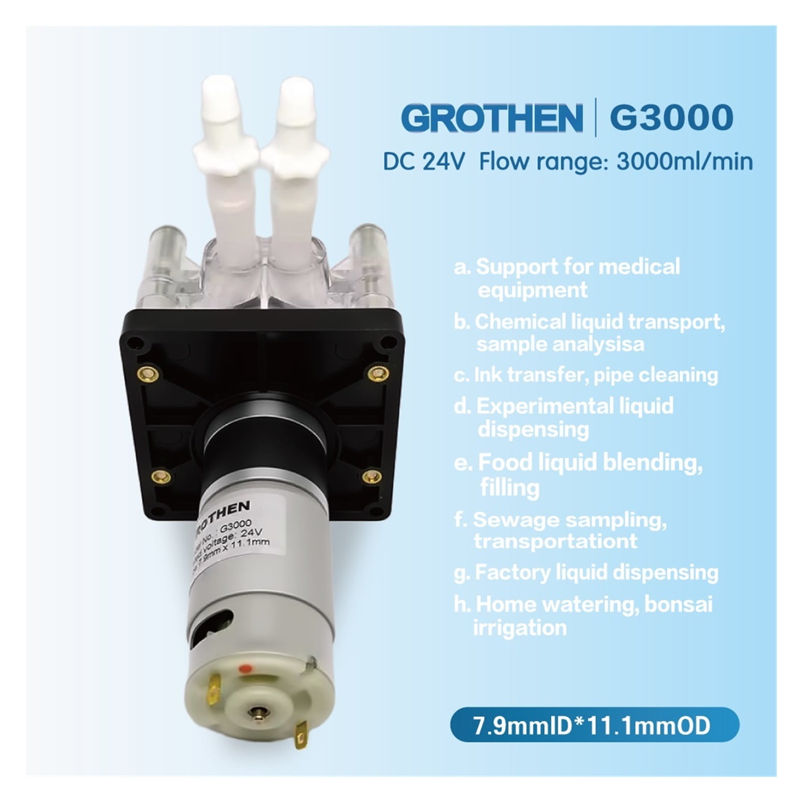24V DC Peristaltic Pump 0.8GPH (3000ml/min) High Flow Self-Priming for Aquarium Auto Water Change & Lab Chemical Transfer ,Easy to Use - SILICONE TUBE_1
