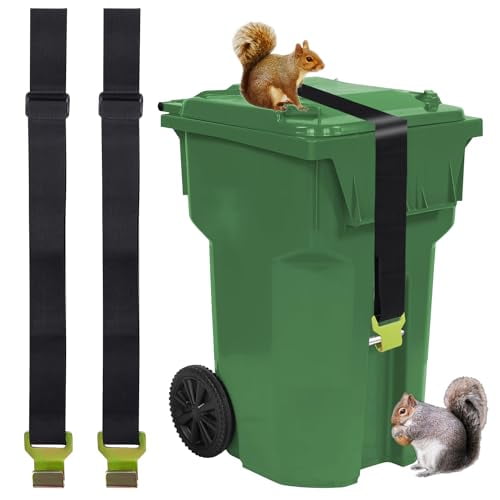 Trash Can Lid Locks, Garbage Can Locks for Animals, Outdoor Bear Proof Trash Can Strap for Raccoon Repellent、Rodent、Squirrel、Dog, Locking Garbage Can During Strong Winds