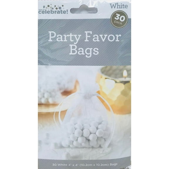 Celebrate Organza Favor Bags 4" 30pc White