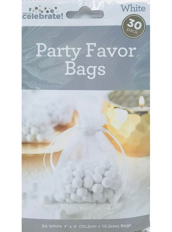 Celebrate Organza Favor Bags 4" 30pc White