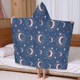 thumbnail image 5 of Blue Pink Moon Star Planet Pattern Hooded Bath Towel，60"x35" for Ages 3 To 12 Kids, Quick Dry Lightweight Soft Microfiber Hood Beach Towel Cover Up for Kids, 5 of 7