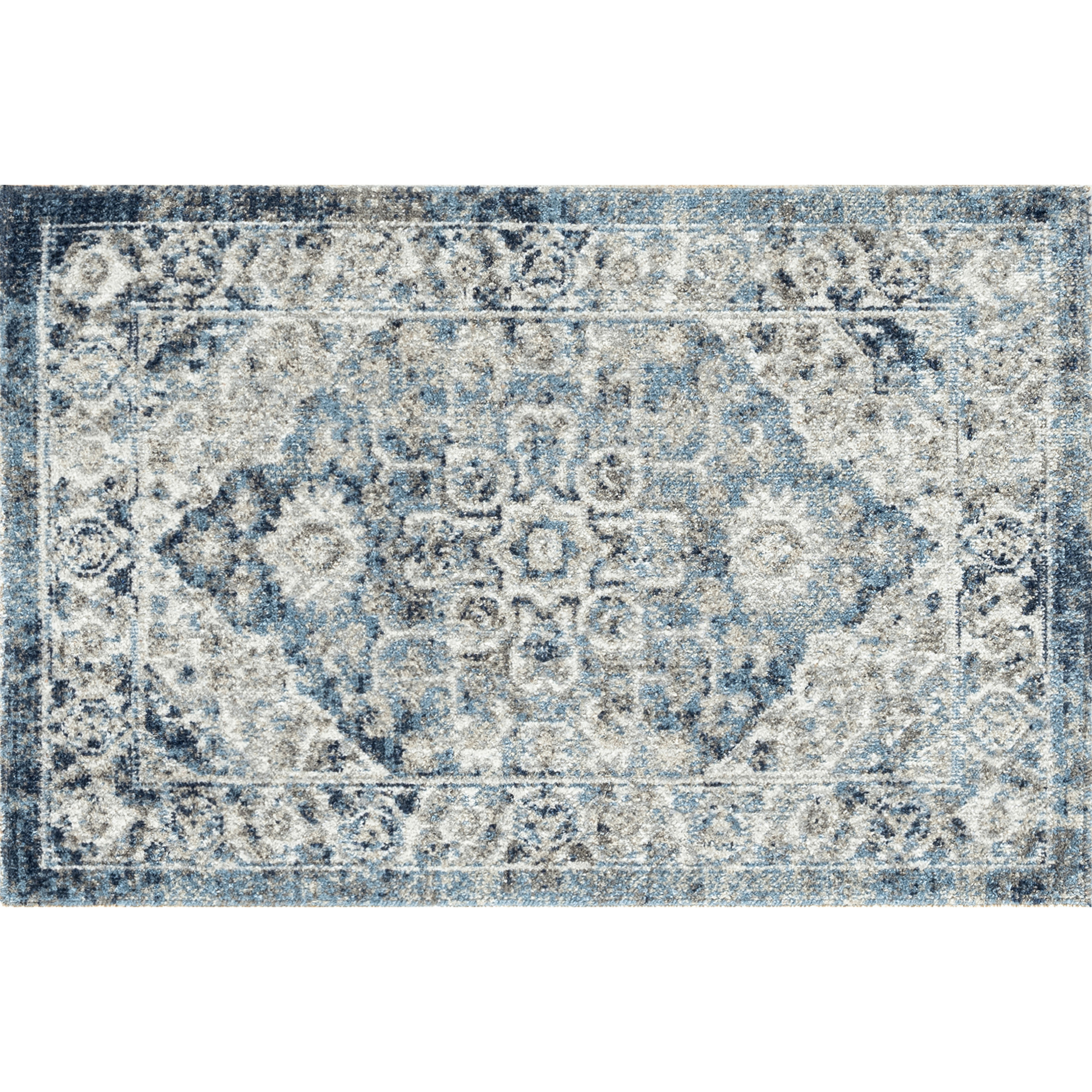 Traditional 2x3 Area Rug (2' x 3') Oriental Navy, Navy Indoor Scatter Easy to Clean