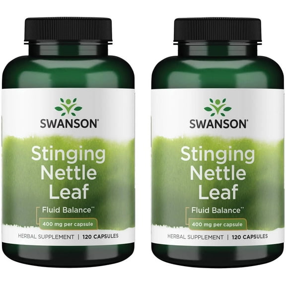 Swanson Stinging Nettle Leaf (Urtica Dioica) - Herbal Supplement Promoting Urinary Tract & Respiratory Health Support - May Support Healthy Fluid Balance - (120 Capsules) (2 Pack)