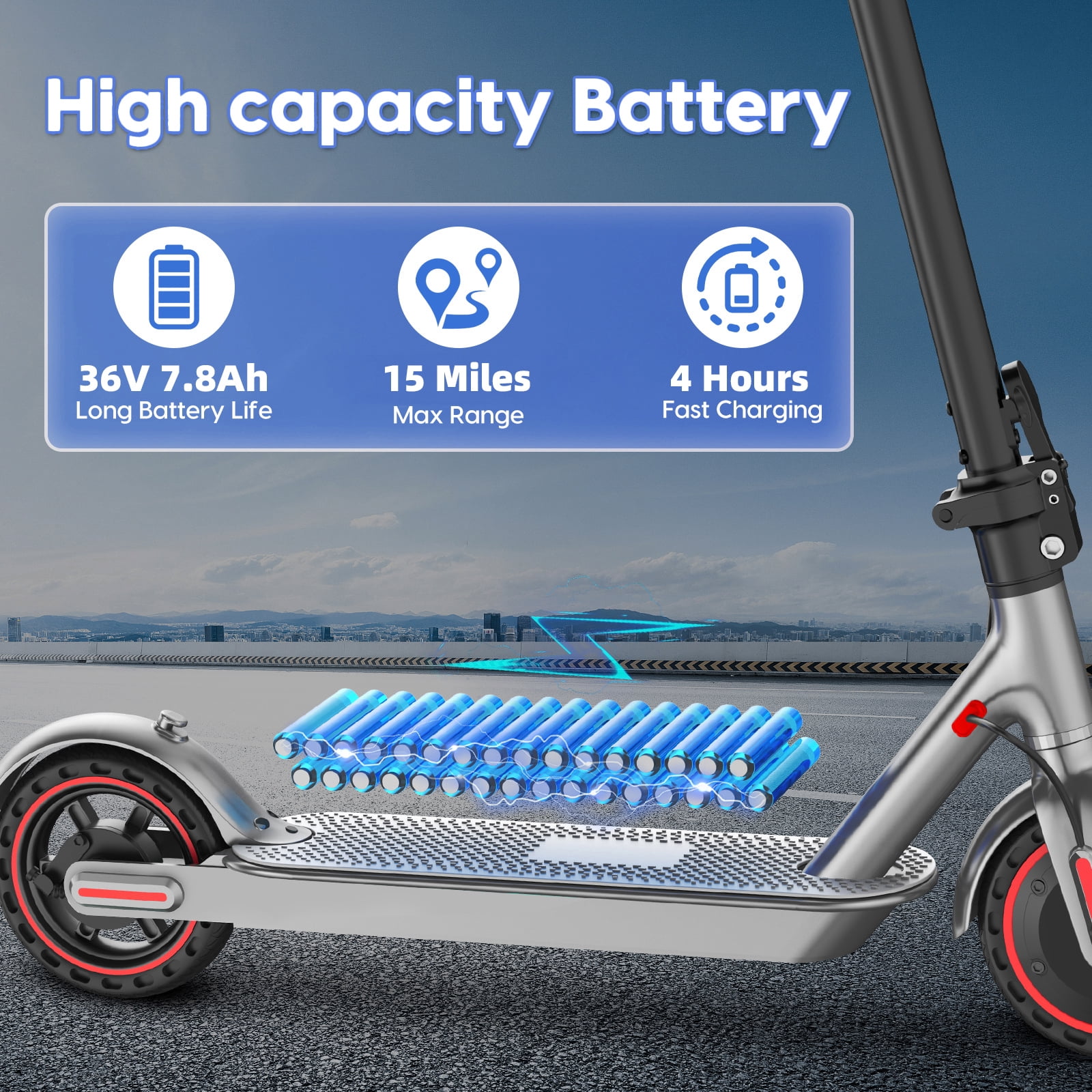 350W Electric Scooter, 8.5” Solid Tires, 19 Mph Top Speed & 15Miles Range, Folding Commuting E-Scooter for Adults and Teens with APP Control Red