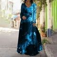 thumbnail image 2 of PVCS Mode Femmes Casual Col Rond Manches Longues 3D Imprimé Longue Robe, 2 of 9