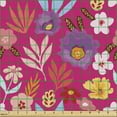 thumbnail image 2 of Ambesonne Floral Fabric by the Yard Upholstery, Tropical Plants and Flowers, 10 Yards, Magenta Multicolor, 2 of 5