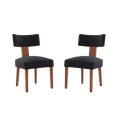thumbnail image 4 of Hassch 2 Pack Linen Fabric Upholstered Chairs, Modern Armless Dining Chair, Side Chair with Wood Legs for Living Room, Kitchen, Black, 4 of 11