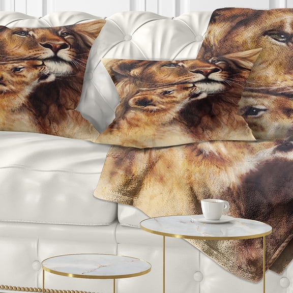 Designart Loving Lioness - Animal Throw Pillow - 12x20