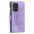 thumbnail image 6 of Nalacover for Samsung Galaxy A52 4G/5G Embossed Floral Pattern PU Leather Crossbody Case with Shoulder Strap,Shockproof Magnetic Flip Kickstand Credit Card Slots Zipper Pocket Wallet Phone Case,Purple, 6 of 10