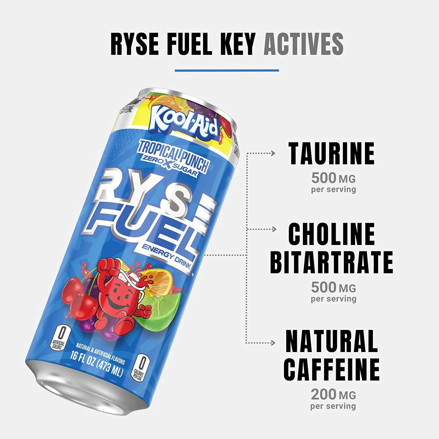 RYSE Fuel Energy Drink 2‑Flavor Variety Pack, 12 fl oz Cans, Sugar Free, 12 Count