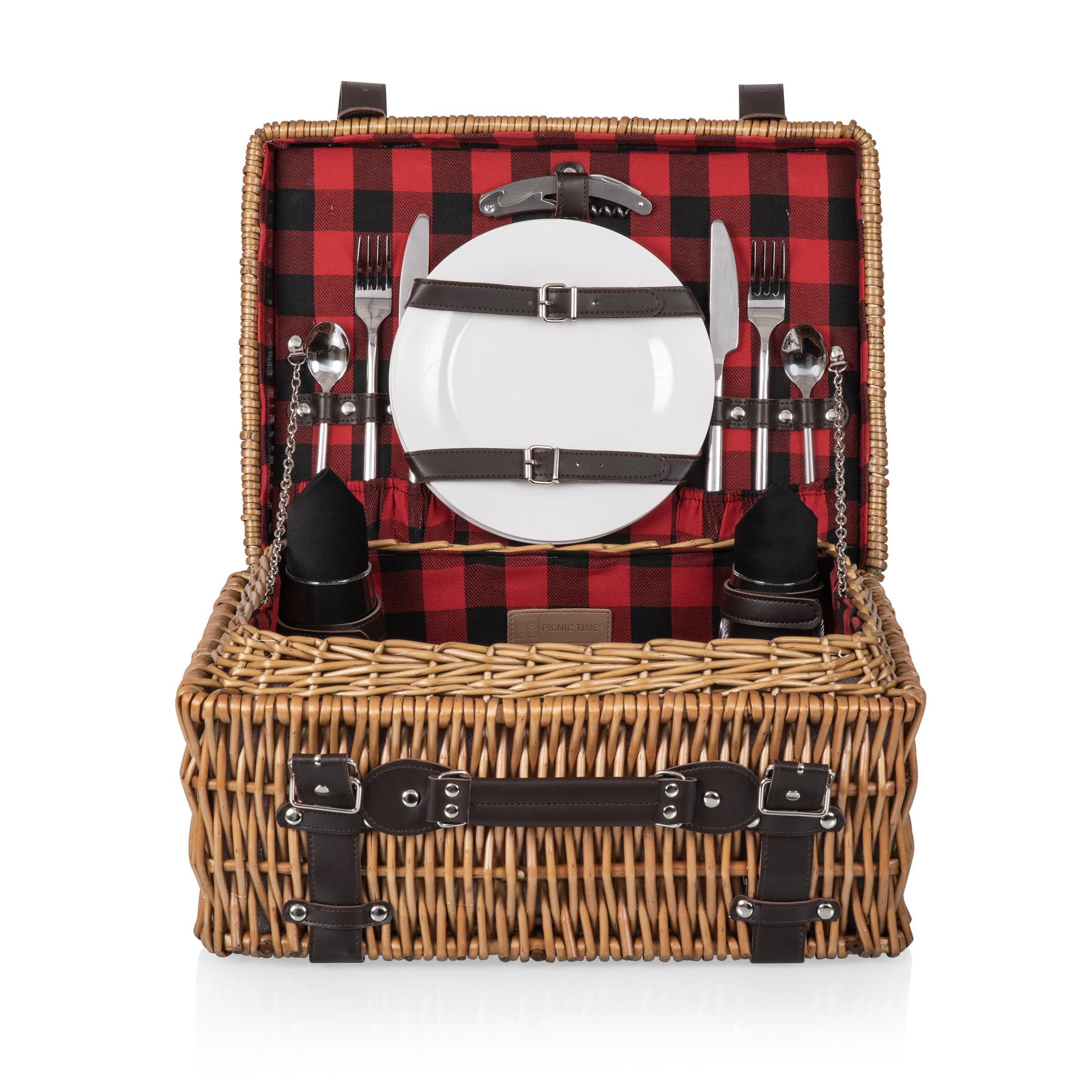 INNOSTAGE Wicker Picnic Basket for 4 Picnic Set for 4,Willow Hamper Service 