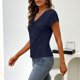 thumbnail image 5 of Tops de Manga Larga de Mujer Casual Draped Cuello de Vaca con Mangas Cortas Y Tejido Elástico Suave, Blusa de Poliéster Relajada para Primavera Verano Diario, 5 of 9