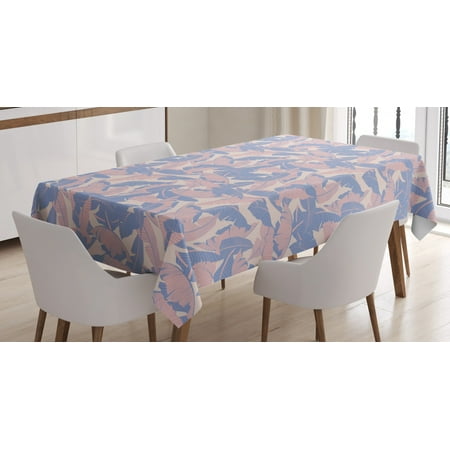 

Tropical Tablecloth Date Palm Leaves Soft Pastel Tones Exotic Paradise Plants Illustration Rectangular Table Cover for Dining Room Kitchen 60 X 84 Inches Light Pink Blue Cream by Ambesonne