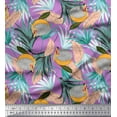 thumbnail image 1 of Soimoi Purple Cotton Voile Fabric Tropical Leaves,Girl & Lemon Slice Vegetable Print Fabric by the Yard 42 Inch Wide, 1 of 1