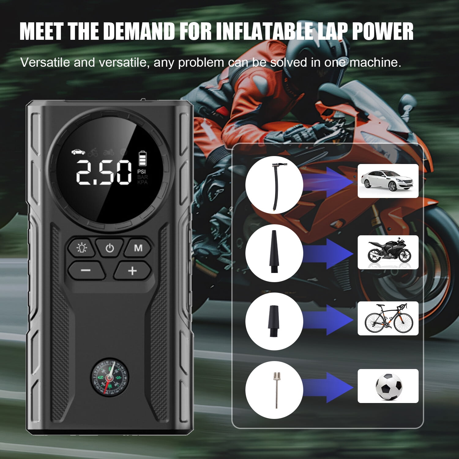 Audessy Car Jump Starter with Air Compressor Battery Pack Charger Tire Inflator Portable