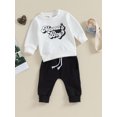 thumbnail image 3 of GXFC Baby Boys Fall Outfits Set Clothes 6M 1T 2T 3T Toddler Boys Long Sleeve Letter Print Sweatshirt and Drawstring Sweatpants 2 Piece Casual Autumn Clothing for Kids Boys, 3 of 8