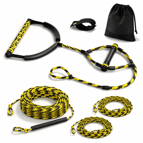75ft Adjustable Yellow & Black Wakeboard Rope and Handle for Watersports