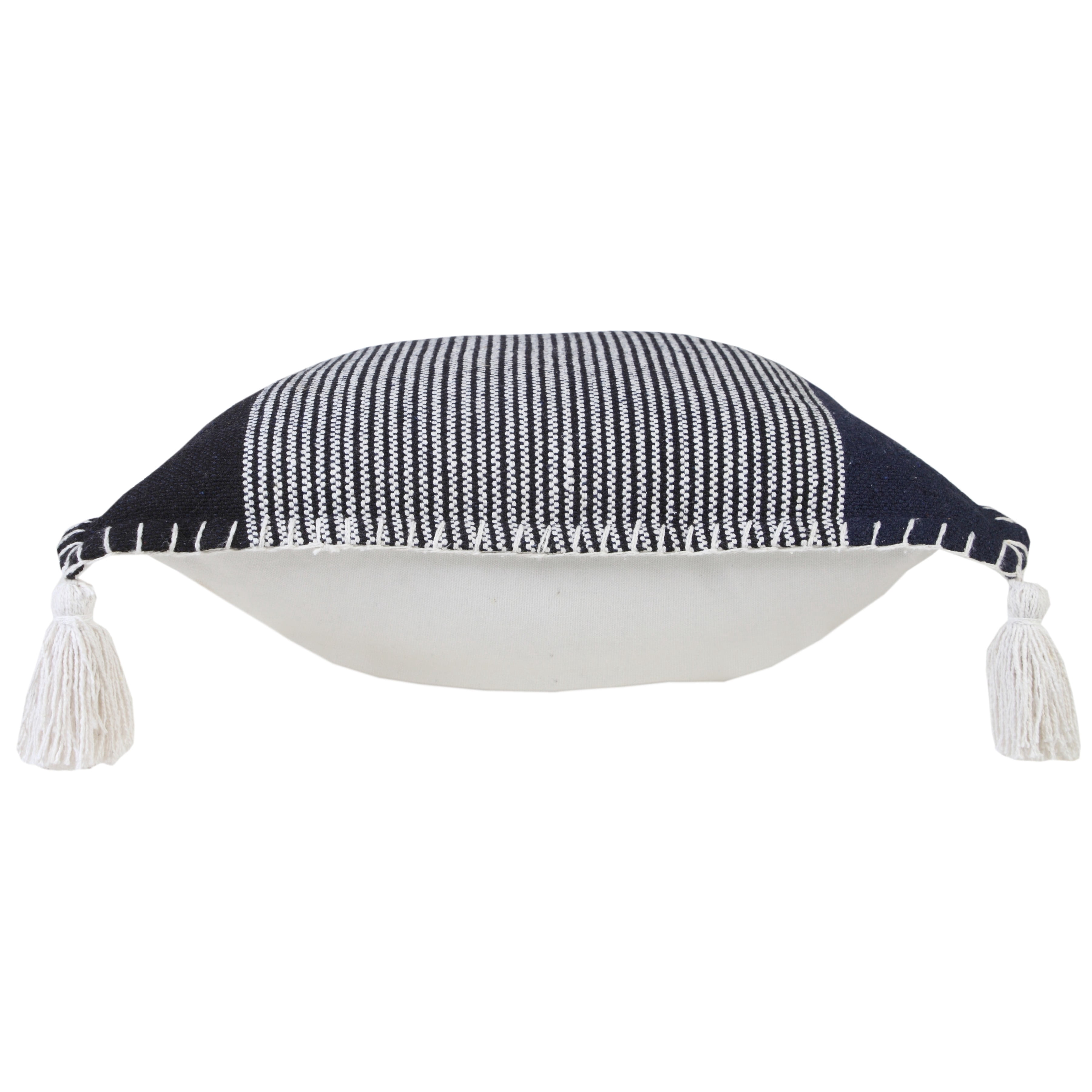Ox Bay 20" x 20" Hand-Woven Blue/ White Stripe Organic Cotton Pillow Cover