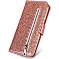 thumbnail image 2 of case for Samsung Galaxy A32 5G (Not 4G) Wallet Case, Girly Glitter Sparkly Bling Leather Case Zipper Pocket with ID Card Holder Slot Shockproof Magnetic Cover for Samsung Galaxy A32 5G SFLL Rose Gold, 2 of 10
