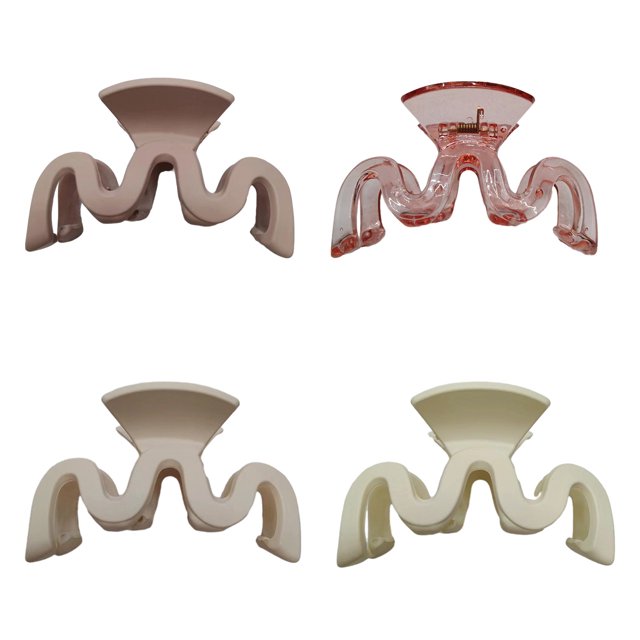 Pinzas para el pelo, para cabello grueso con garras grandes y resistentes, para cabello fino, pinzas con garras antideslizantes mate Caqui + beige + blanco lechoso + rojo brillante