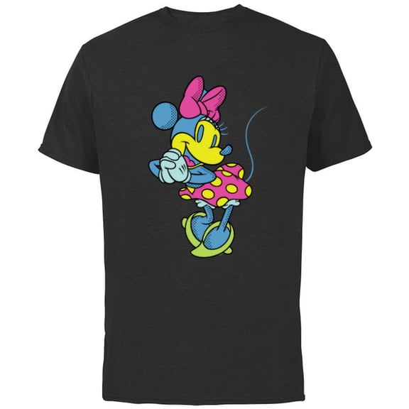 Disney Minnie Mouse Classic Cute Pose Retro Pop Art - Short Sleeve Cotton T-Shirt for Adults - Customized-Black