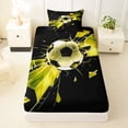 thumbnail image 3 of Castle Fairy Soccer Print Twin Sheets 3pcs, Abstract Grid Bedding, Black Yellow,1 Fitted Sheet, 1 Flat Sheet and 1 Pillowcase, 3 of 6