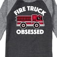 thumbnail image 3 of Instant Message - Fire Truck Obsessed - Toddler & Youth Raglan Graphic T-Shirt, 3 of 7