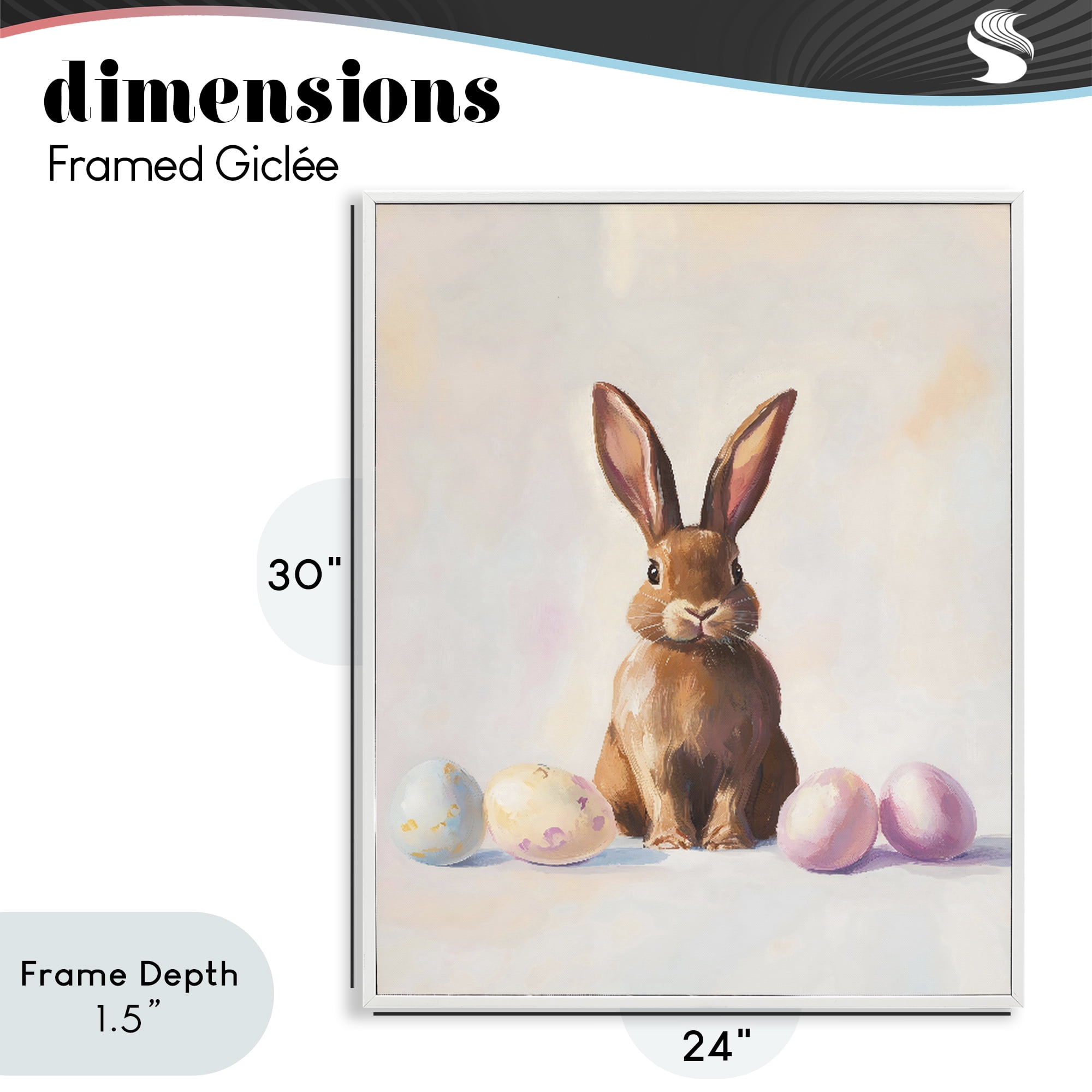 Stupell Industries Easter Bunny with Pastel Eggs White Framed Giclee Art, design by The Prints Vibe