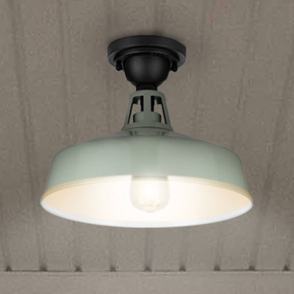 Luxury Industrial Ceiling Light, Medium Size: 9.5''H x 13.25''W, with Farmhouse Style Elements, Pistachio Finish, UHP1496 from the Gary Collection by Urban Ambiance