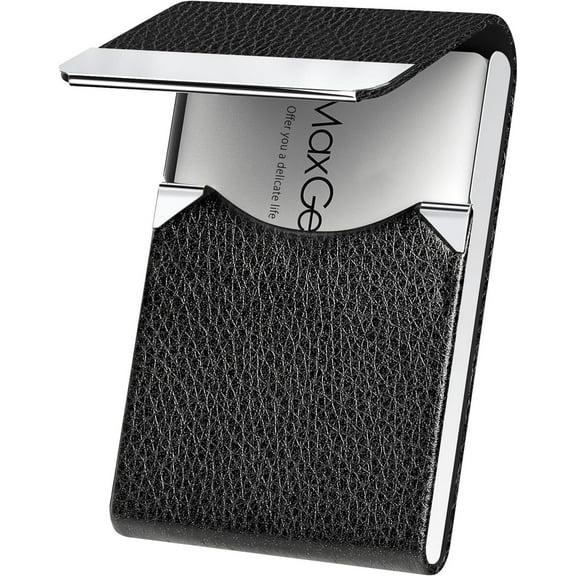 LQQBOX Business Card Holder - Professional Business Card Case Metal Name Card Holder Pocket Business Card Carrier for Men & Women with Magnetic Shut (Black)