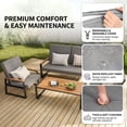 thumbnail image 6 of Lofka 4-Piece Outdoor Patio Furniture Set, Metal Conversation Set with Coffee Table & Removable Cushions, Weather Resistant for Yard Poolside, Gray, 6 of 12