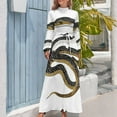 thumbnail image 4 of Snake Print Design Women's Long Dress Long Sleeves Dress Vintage Dresses Party Maxi Dress High Waist Dress, 4 of 4