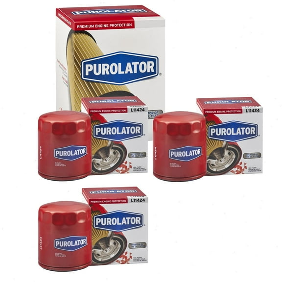 3 pc Purolator L11424 Engine Oil Filters for Oil Change Lubricant Filters