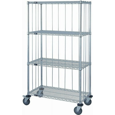 

18 Deep x 60 Wide x 80 High 4 Tier 3 Sided Wire Shelf Truck with Rods