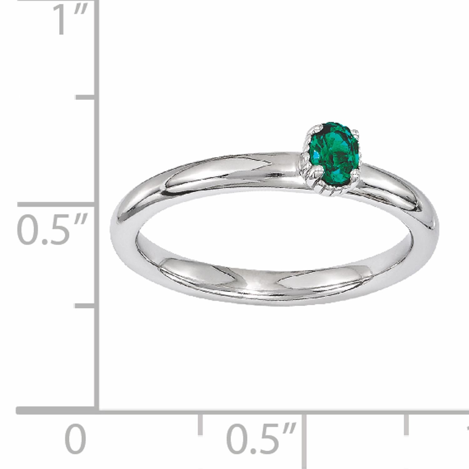 Created Emerald Sterling Silver Single-Stone Ring