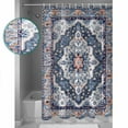 thumbnail image 4 of Bohemian Shower Curtain, 66" x 72", Vintage Tribal Boho Floral Monaco Ethnic Style Blue Waterproof Bathroom Curtain Washable Shower Curtain Set with 12 Hooks, 4 of 6