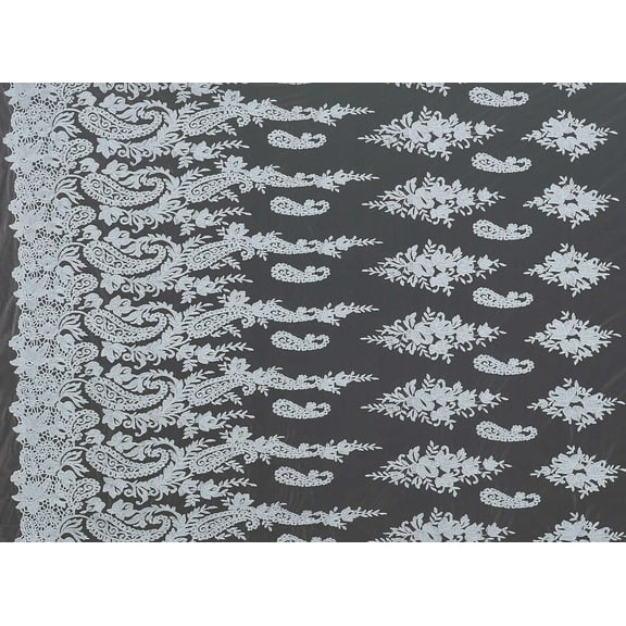 Zelouf Artiste Metallic Embroidery Mesh  , Sewing, DIY, Crafts Fabric by the Yard, Moon Mist, 3 Yard