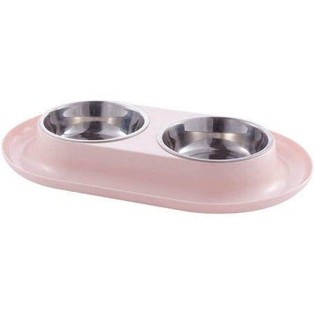 1pc Candy Color Stainless Steel Double Bowls Pet Bowls, Plastic Cat Bowls Suitable For Indoor And Outdoor Cat And Dog Feeding And Watering P 70694439