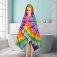 thumbnail image 6 of Colorful Rainbow Tie Dye Spiral Pattern Hooded Bath Towel，50"x30" for Ages 3 To 12 Kids, Quick Dry Lightweight Soft Microfiber Hood Beach Towel Cover Up for Kids, 6 of 7