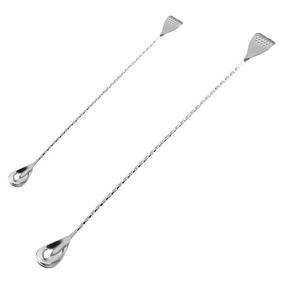 2 Pieces Bar Mixing Spoon Cocktail Spoon Stainless Steel Bar Long Spoon With Spiral Pattern,silvery